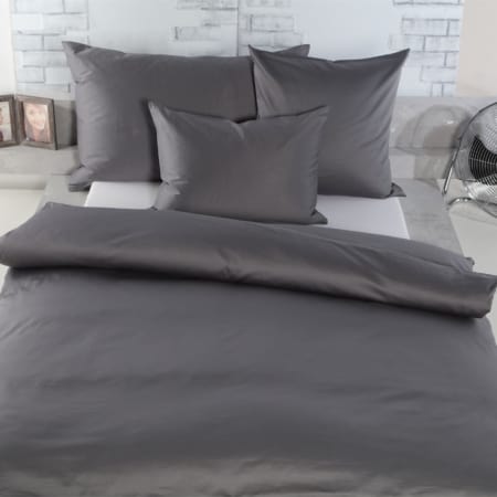 Schweizer Bettwaren Bettwäsche grau Satin