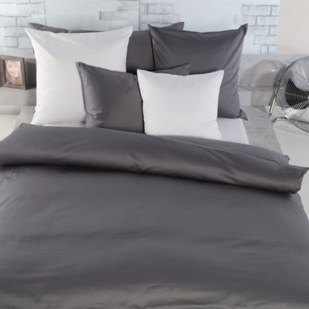 Schweizer Bettwaren Bettwäsche grau Satin. Schweizer Qualität